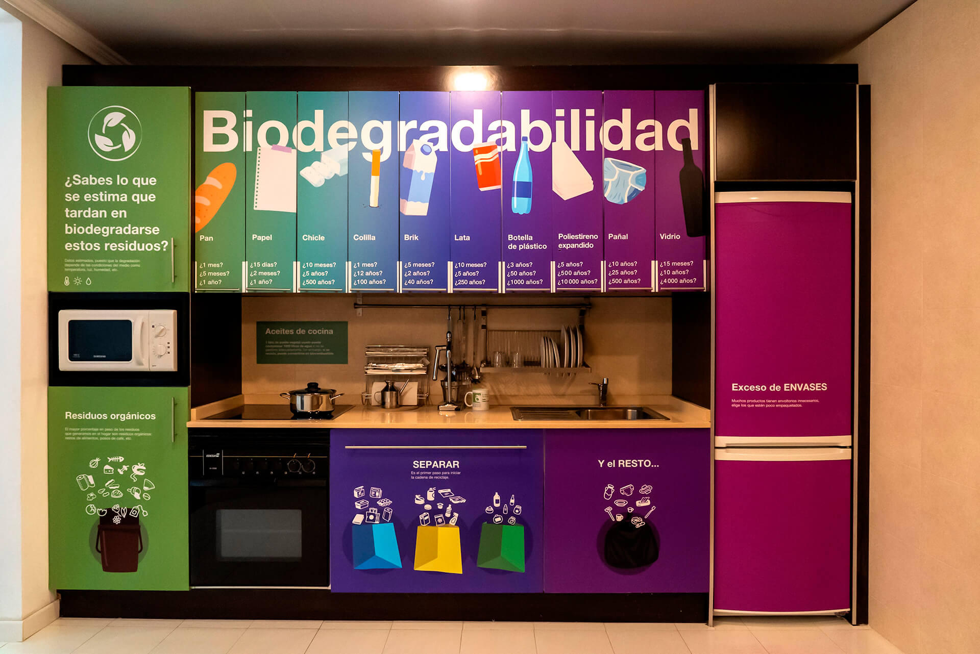 Módulo expositivo sobre biodegradabilidad en el Centro de Interpretación de Residuos COGERSA